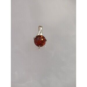 Sterling Silver Amber Pendant – Oval Cabochon, 925 Vintage Gemstone Jewelry
